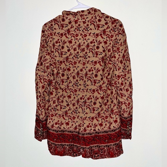 Free People Bellflower Blazer lightweight rayon linen jacket size XS red/tan - Picture 3 of 7